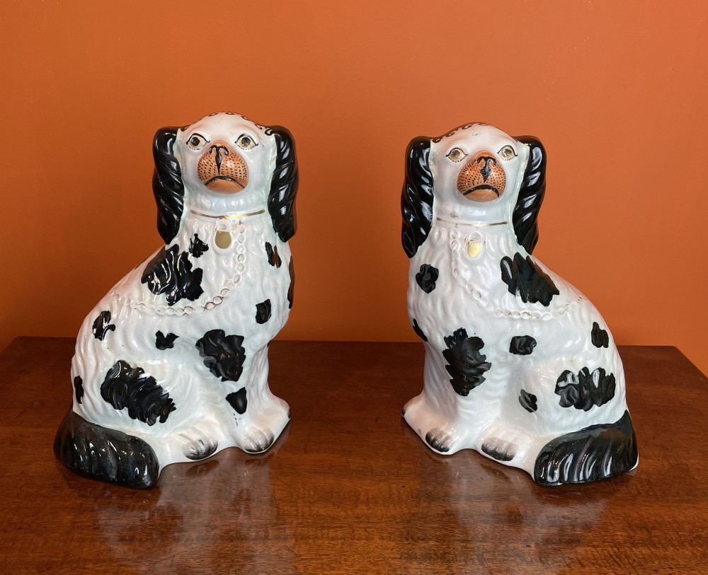 Pair of Victorian Staffordshire Disraeli Pottery Dogs