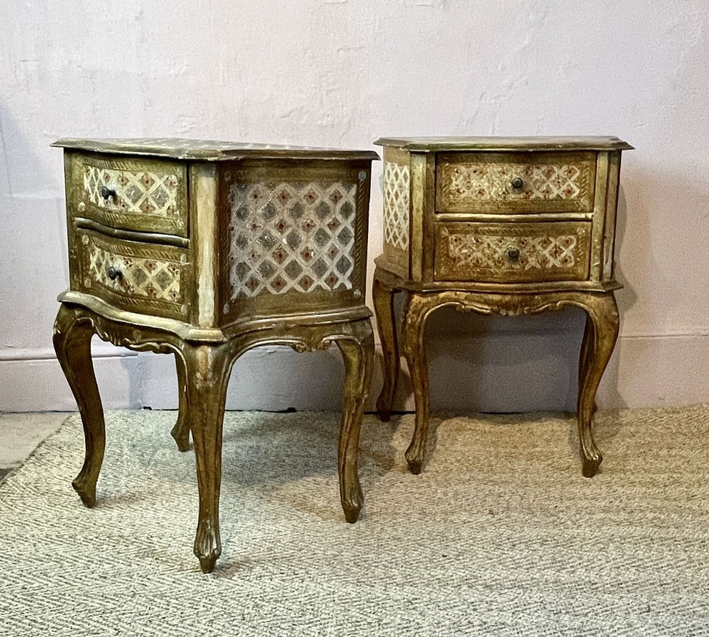 Pair of Vintage Venetian Gilt Bedside Chests