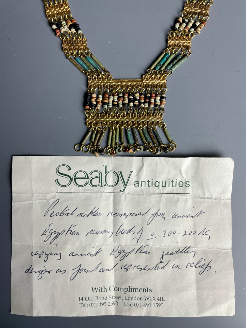Ancient Egyptian mummy bead pectoral necklace View III