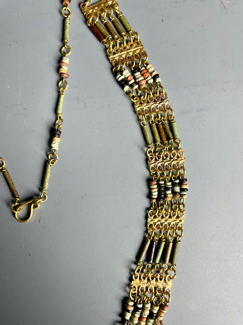 Ancient Egyptian mummy bead pectoral necklace View IV