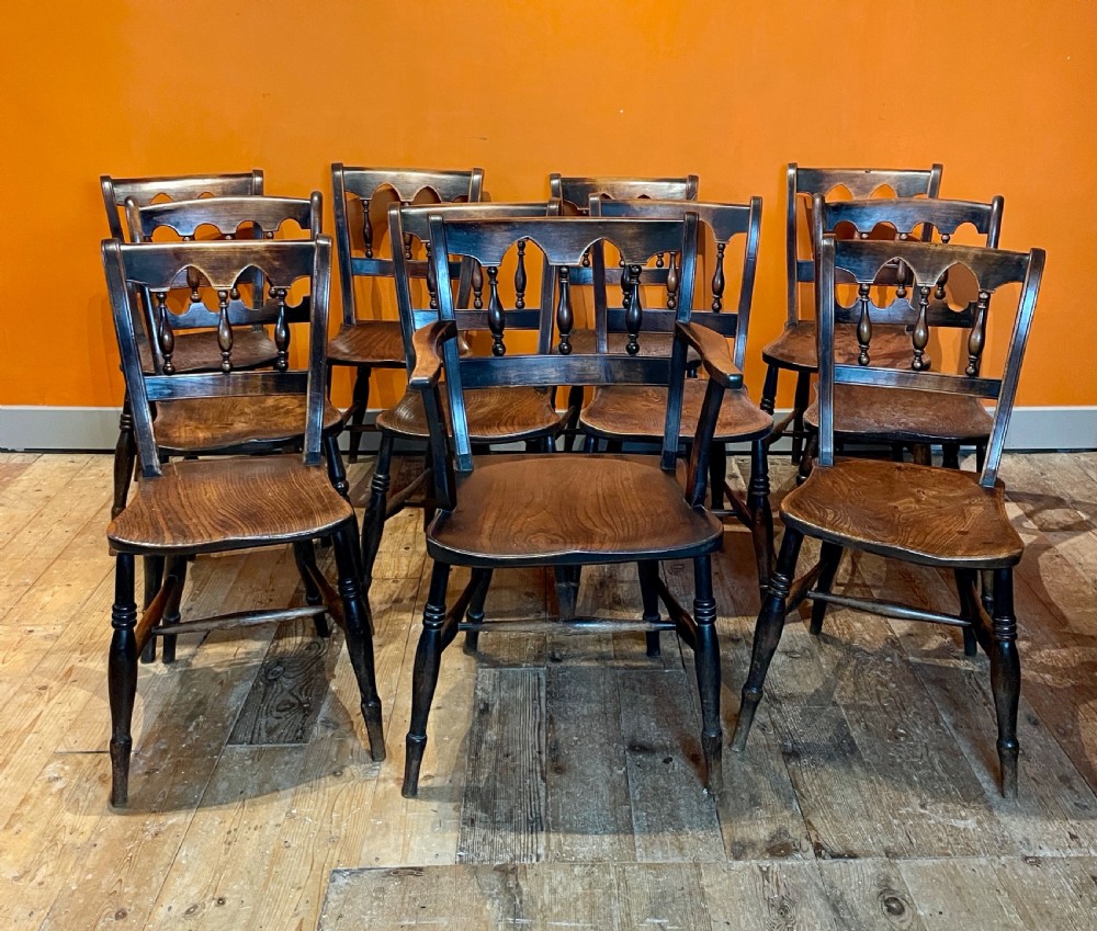 Set of eleven mid 19th century Dining / kitchen chairs