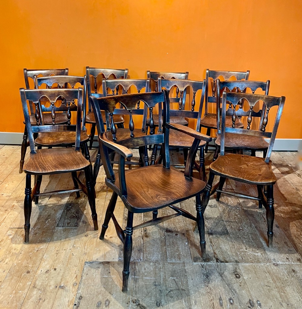 Set of eleven mid 19th century Dining / kitchen chairs View V