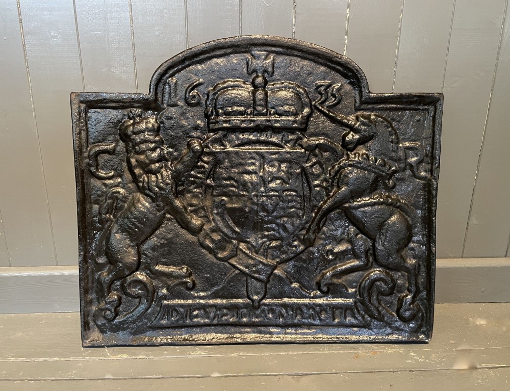 Cast Iron Fireback initialled CR and dated 1635