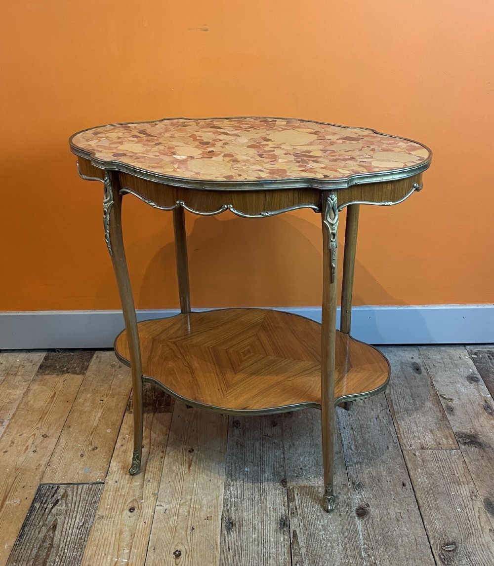 French Louis XV Style Marble Top Kingwood Etagere