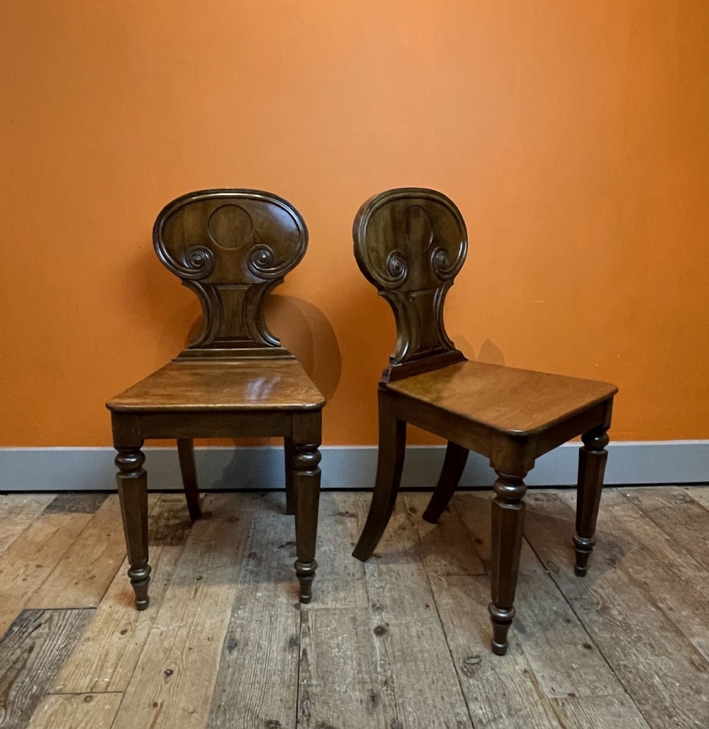 Pair of Regency Mahogany Hall Chairs