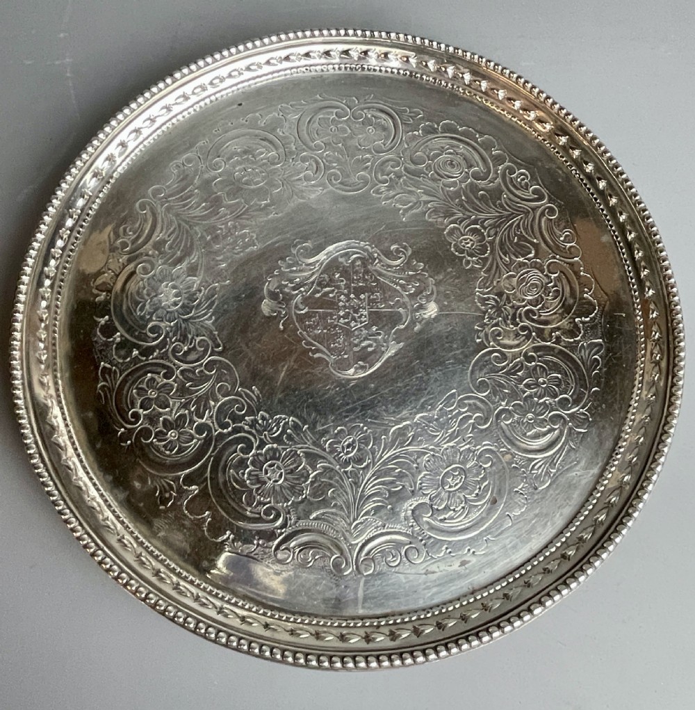 Georgian Silver Salver by John Crouch I & Thos Hannam, London 1777 View II
