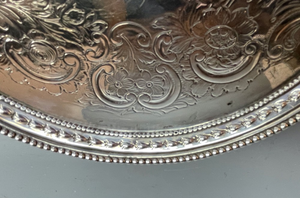 Georgian Silver Salver by John Crouch I & Thos Hannam, London 1777 View III