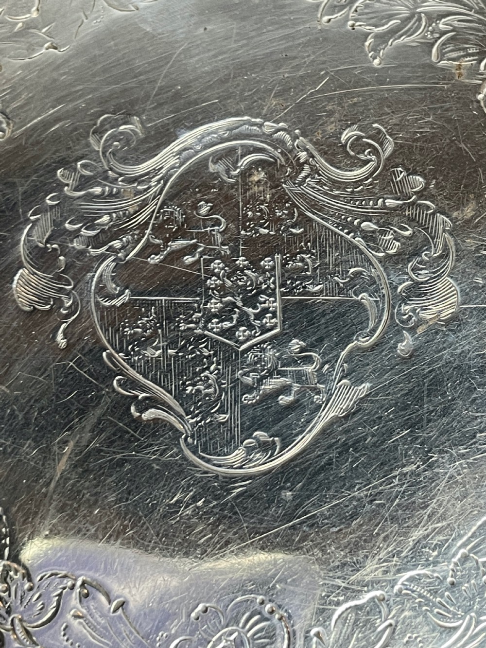 Georgian Silver Salver by John Crouch I & Thos Hannam, London 1777 View IV