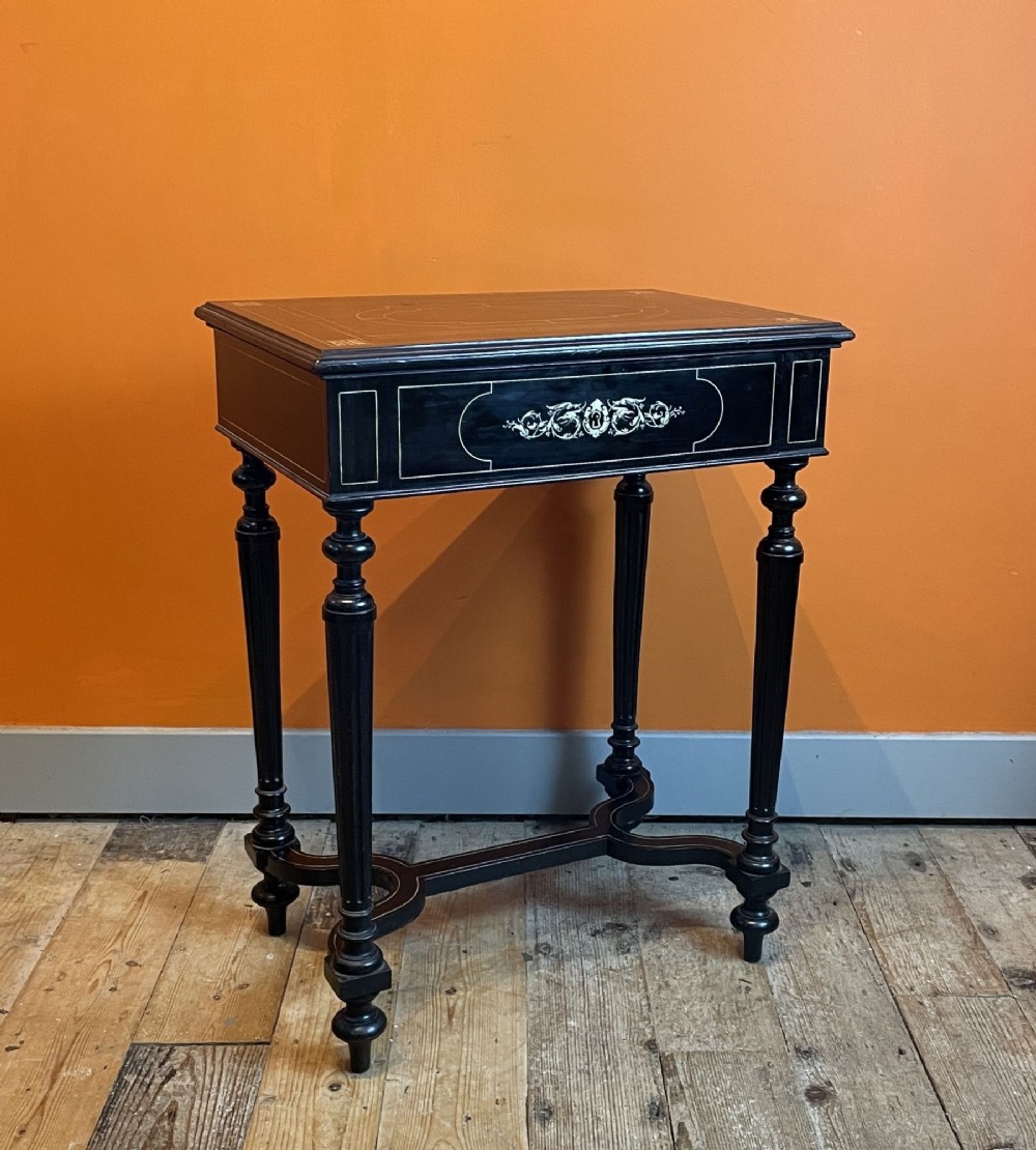 French Napoleon III Inlaid Ebonised Vanity Table