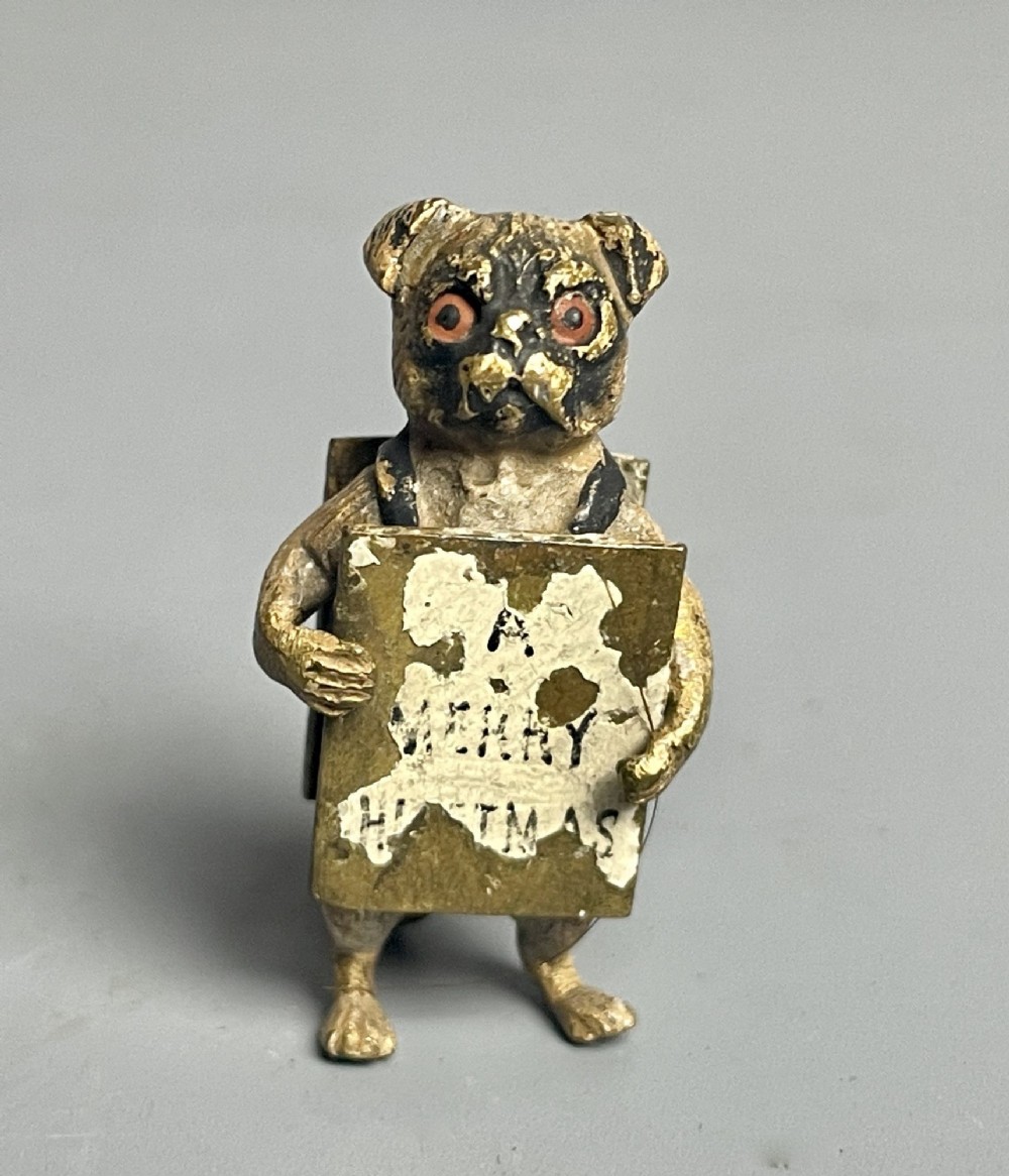 Miniature Austrian Cold Painted Bronze of a Pug Dog