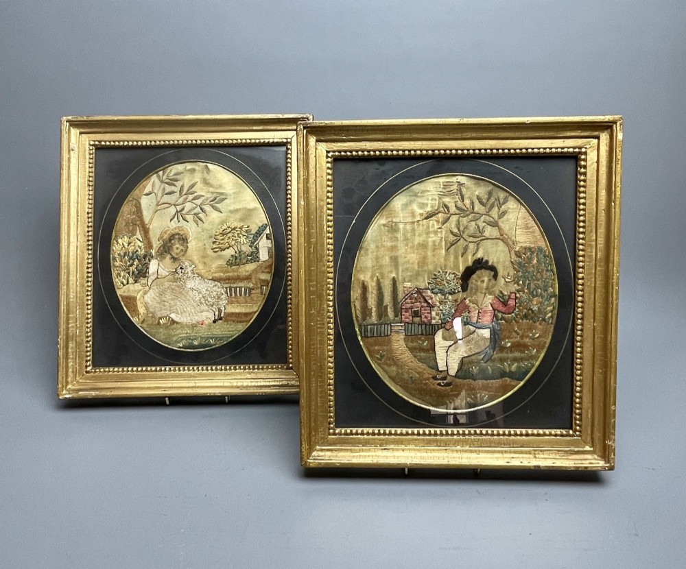 Pair of Regency Silkwork Pictures