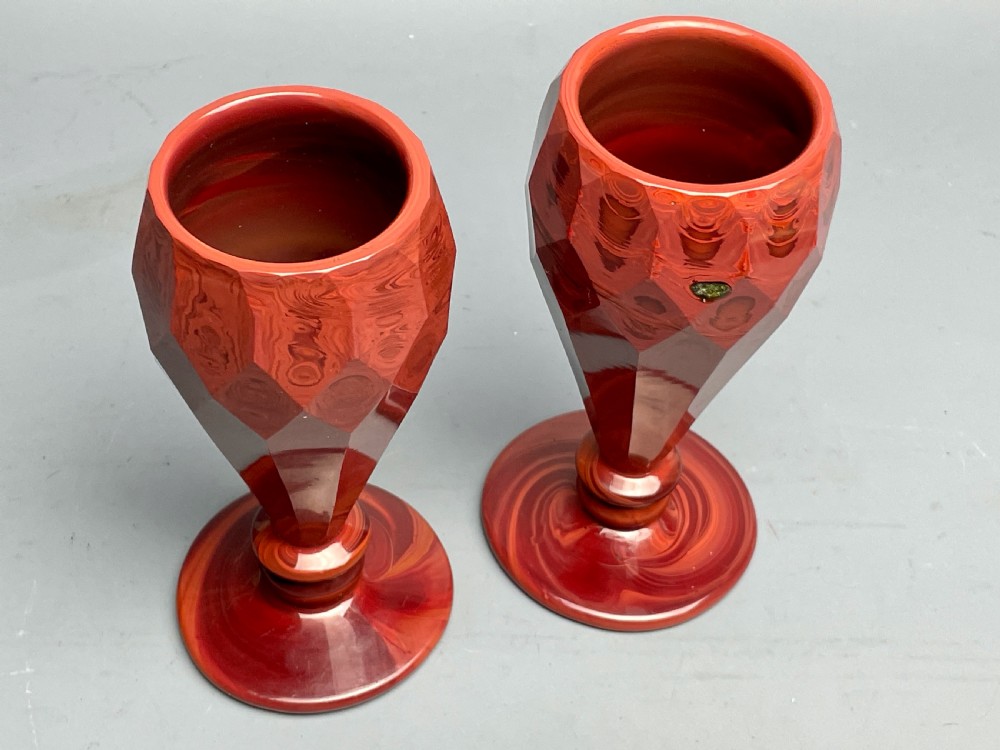 Pair of Bohemian lithyalin glass vases probably by Freidrich Egermann workshop View IV