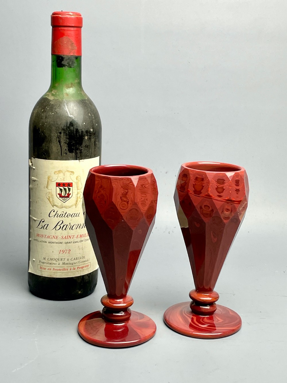 Pair of Bohemian lithyalin glass vases probably by Freidrich Egermann workshop View VI