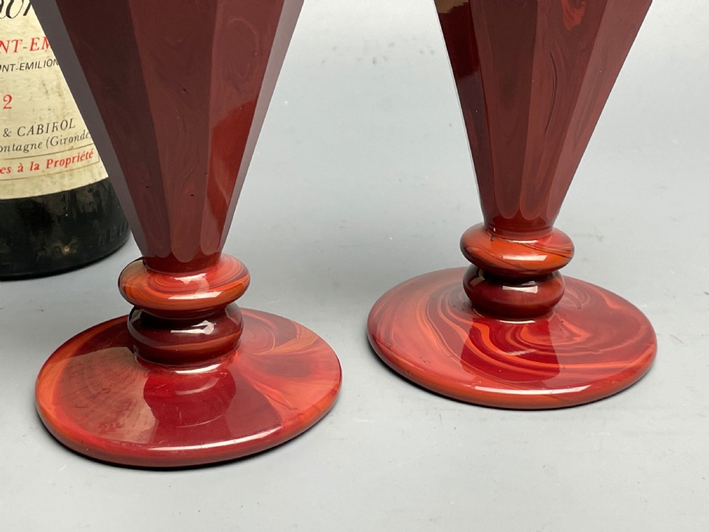Pair of Bohemian lithyalin glass vases probably by Freidrich Egermann workshop View VII