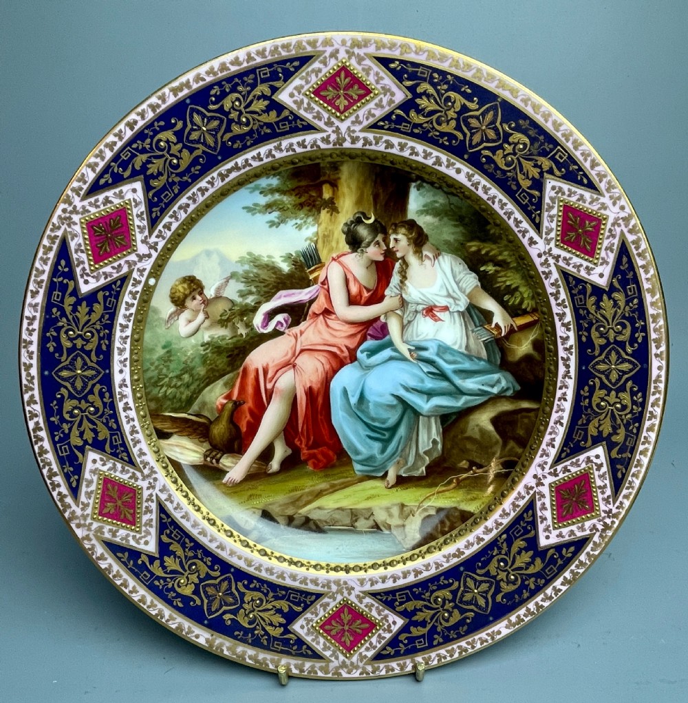 Vienna porcelain cabinet plate painted with a scene of  Jupiter & Calisto View II