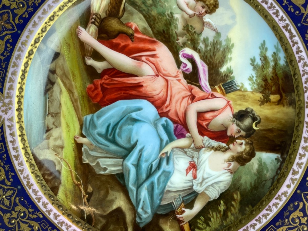 Vienna porcelain cabinet plate painted with a scene of  Jupiter & Calisto View III