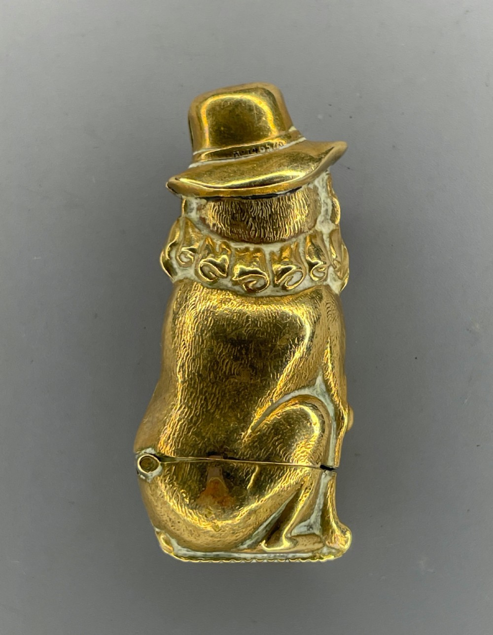 Victorian brass figural vesta case Mr Punch's dog Toby View II