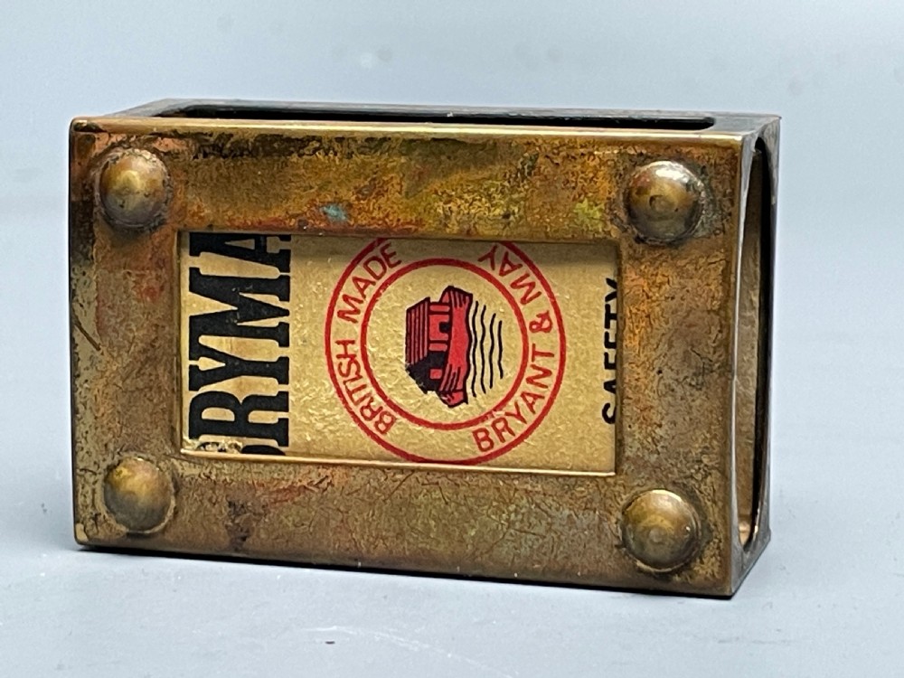 Brass & Celluloid Match Box Holder With Boston Terrier View III