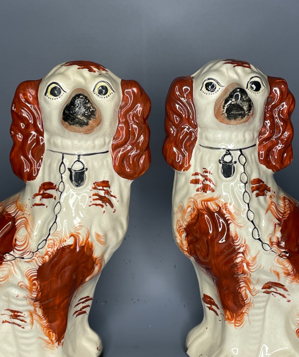 Large pair of Staffordshire Spaniels with tan coats View III