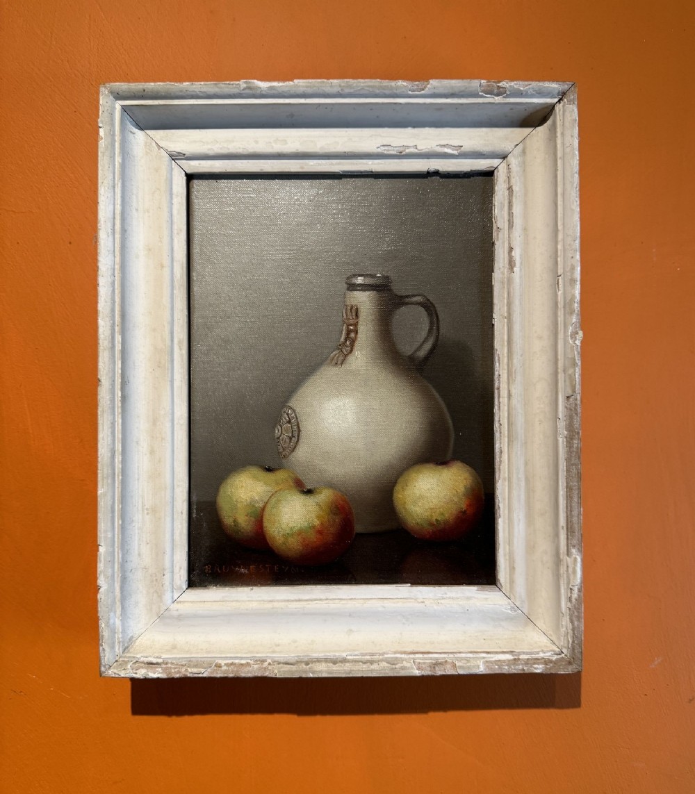 Nicolaas Bruynesteyn, Still Life of a Flagon and Apples, Oil on Canvas