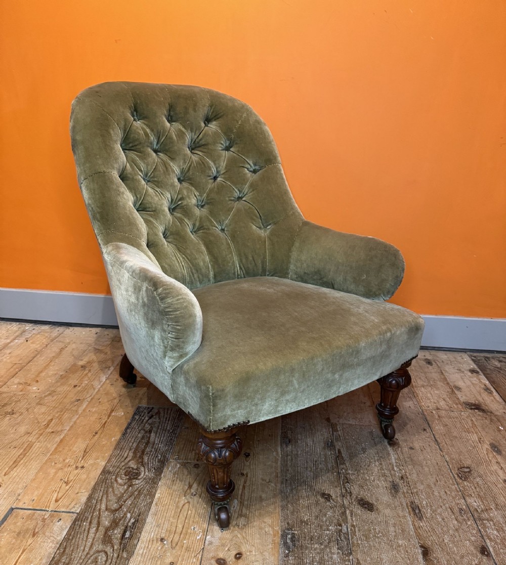 Victorian Iron Framed Button Back Armchair
