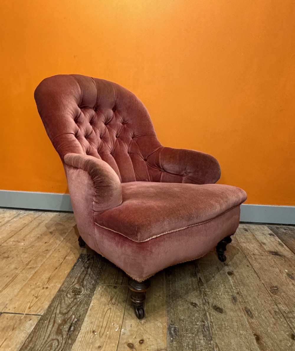 Victorian Iron Framed Button Back Armchair
