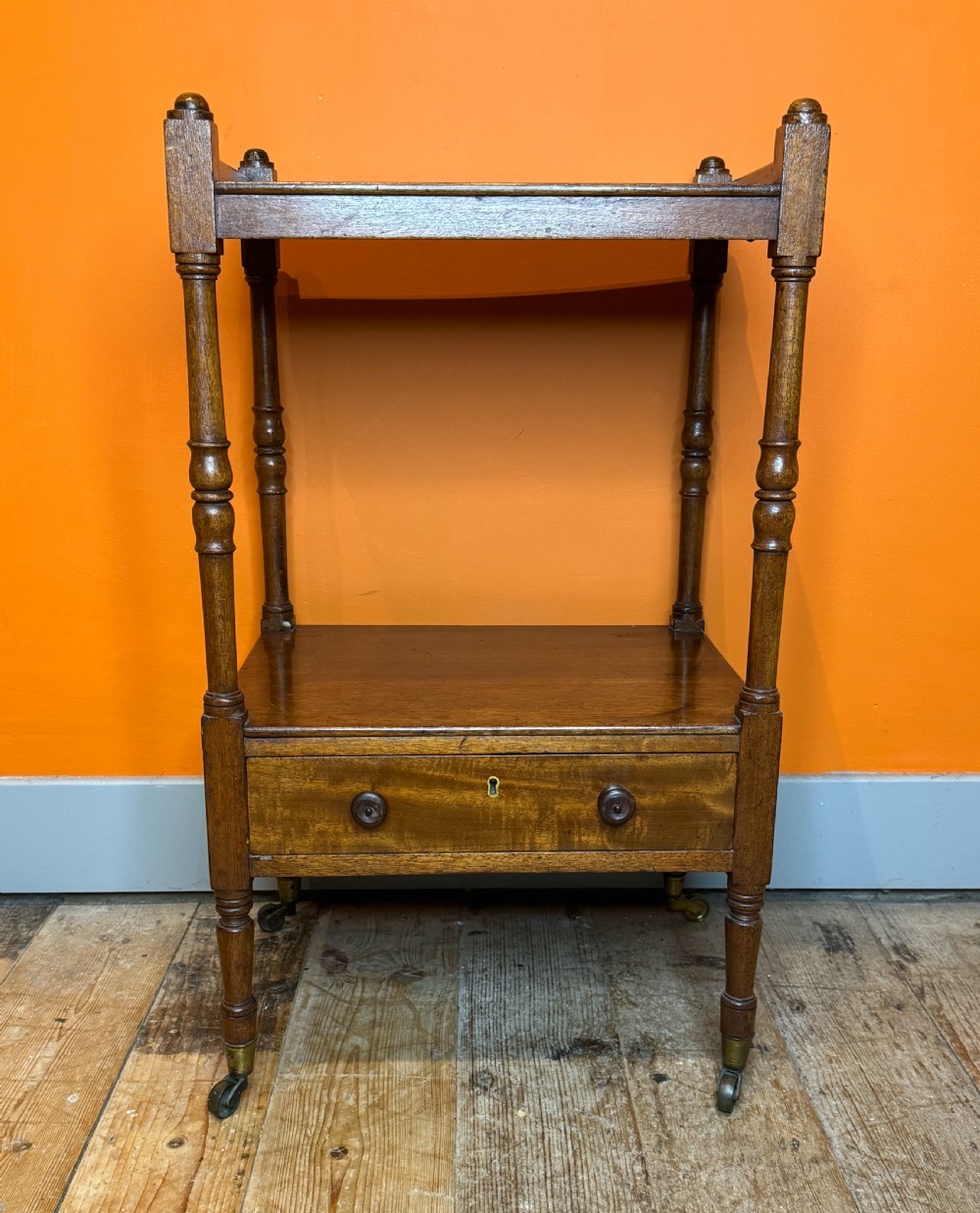 Regency Mahogany Two Tier Whatnot with lower drawer View II