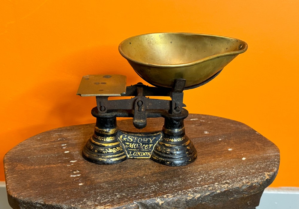 Miniature Victorian Iron & Brass Sweet Shop Scales by G Story View II