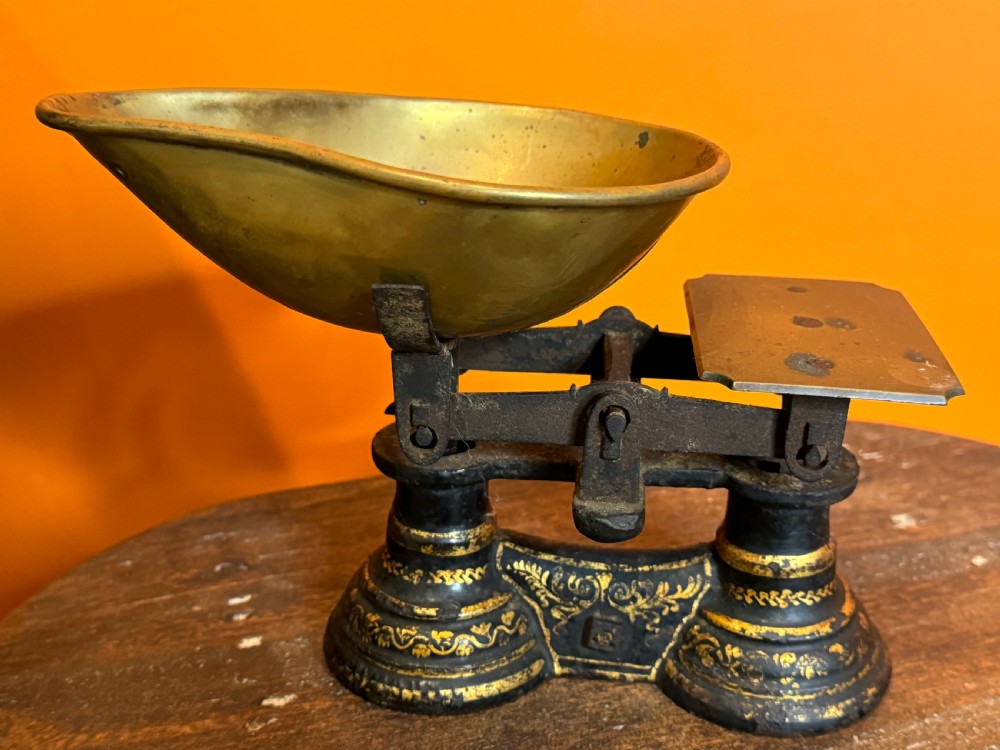Miniature Victorian Iron & Brass Sweet Shop Scales by G Story View IV