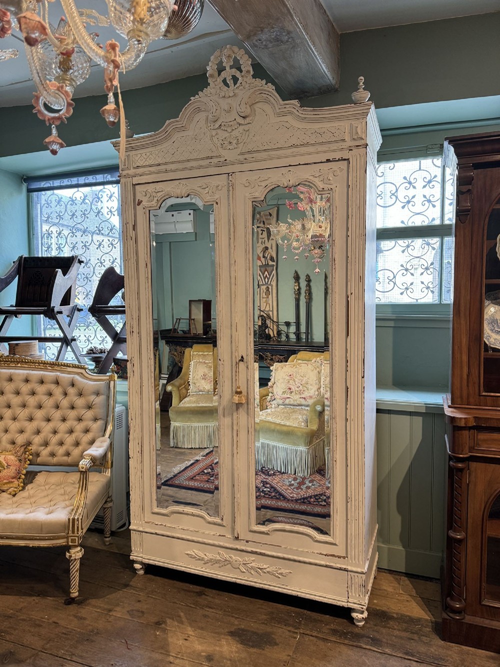 French 19th Century Louis XVI Style Painted Armoire