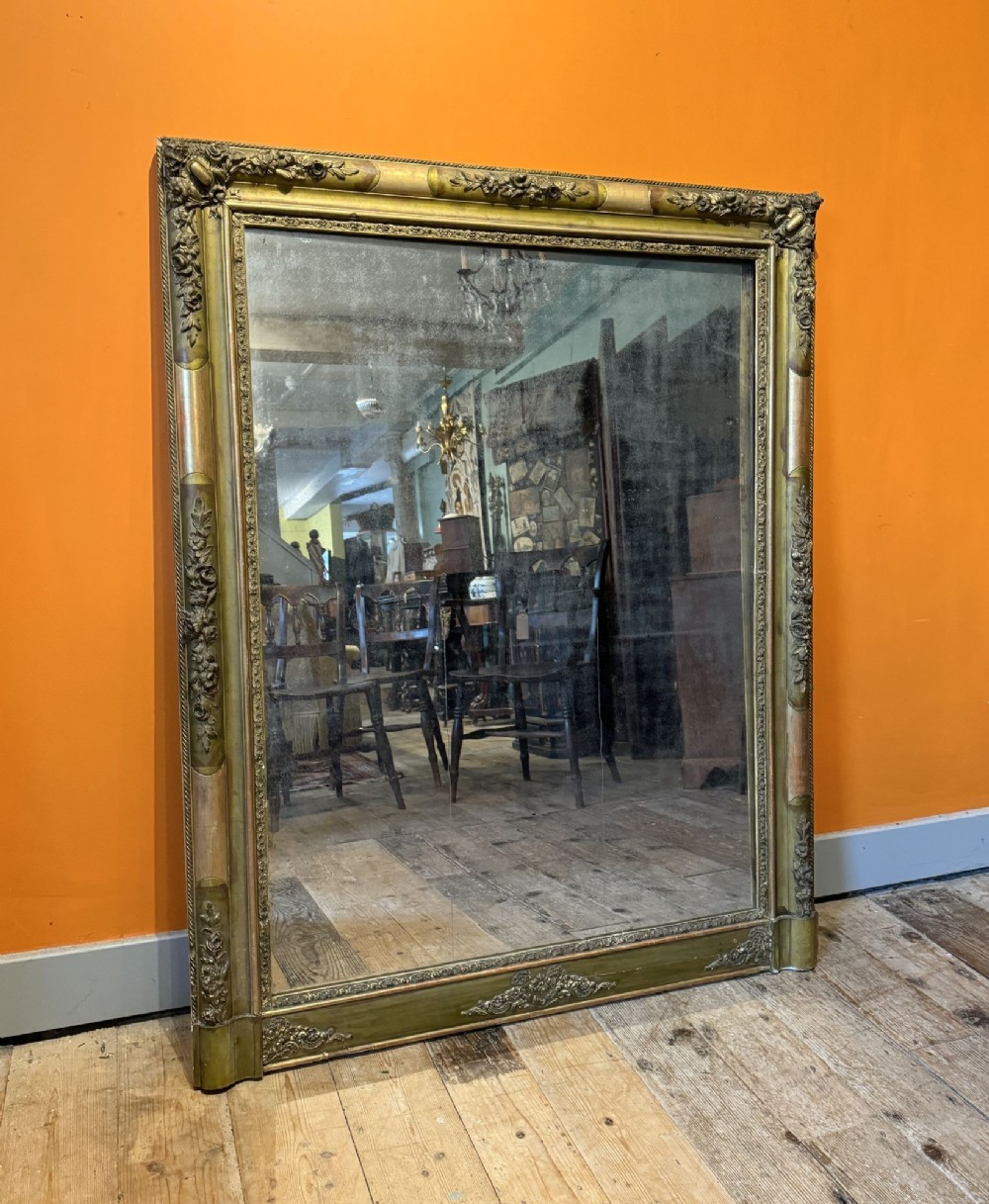 Victorian Gilt Overmantel Mirror with Nicely Distressed Plate