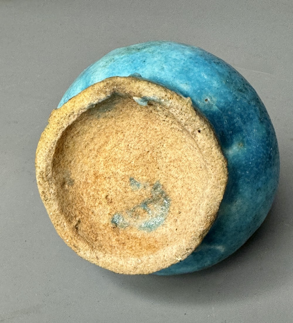 Miniature Turquoise Glazed Kashan Vase, Iran 12th Century View II