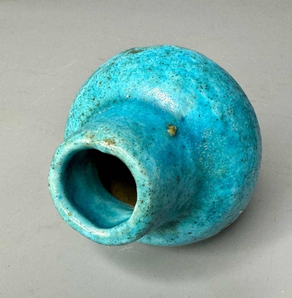 Miniature Turquoise Glazed Kashan Vase, Iran 12th Century View III