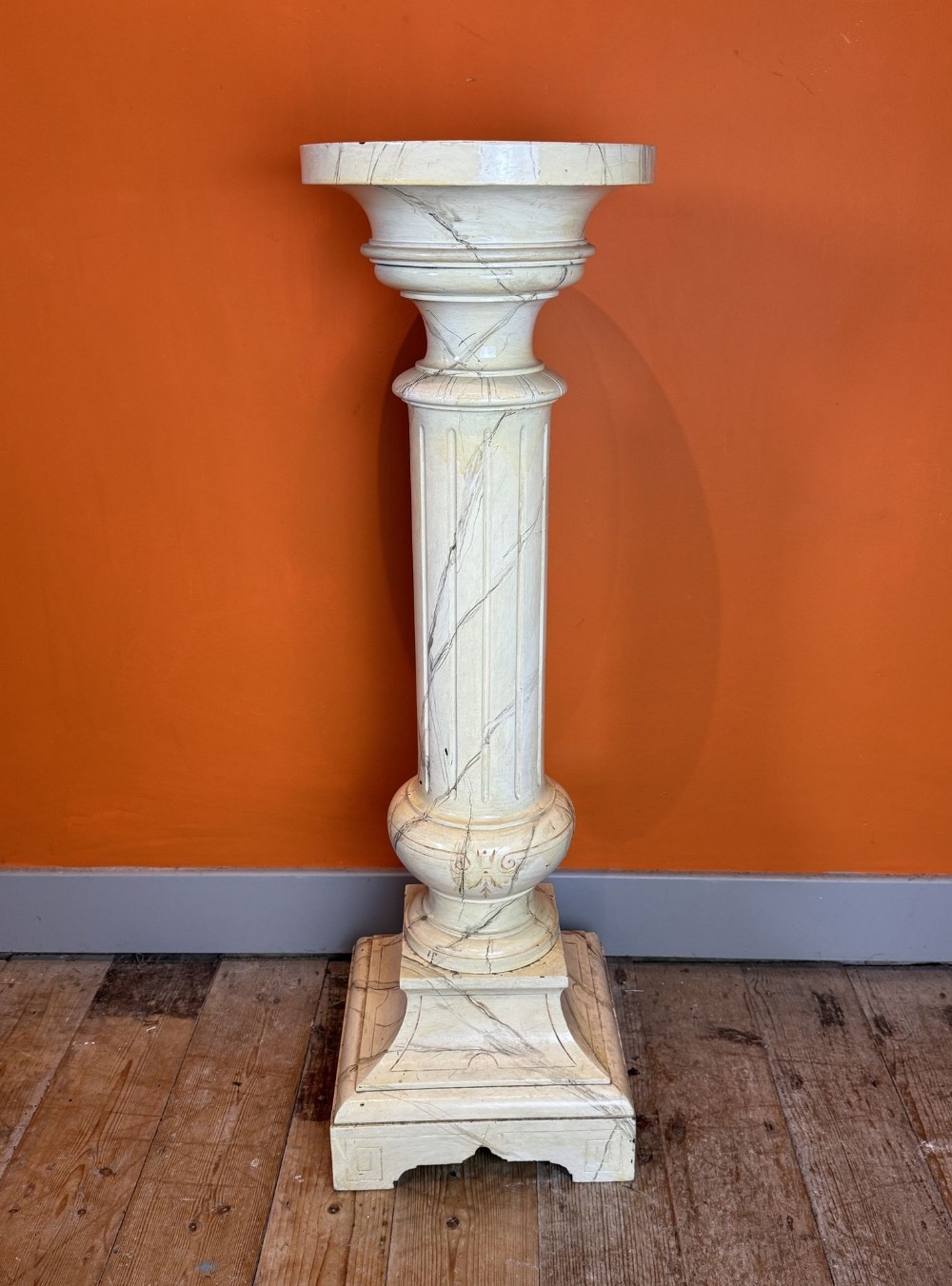 Victorian Faux Marble Painted Pedestal Columm