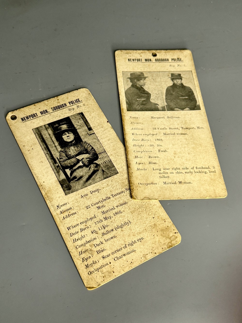 Two Habitual Drunkard Cards from Newport Police 1903