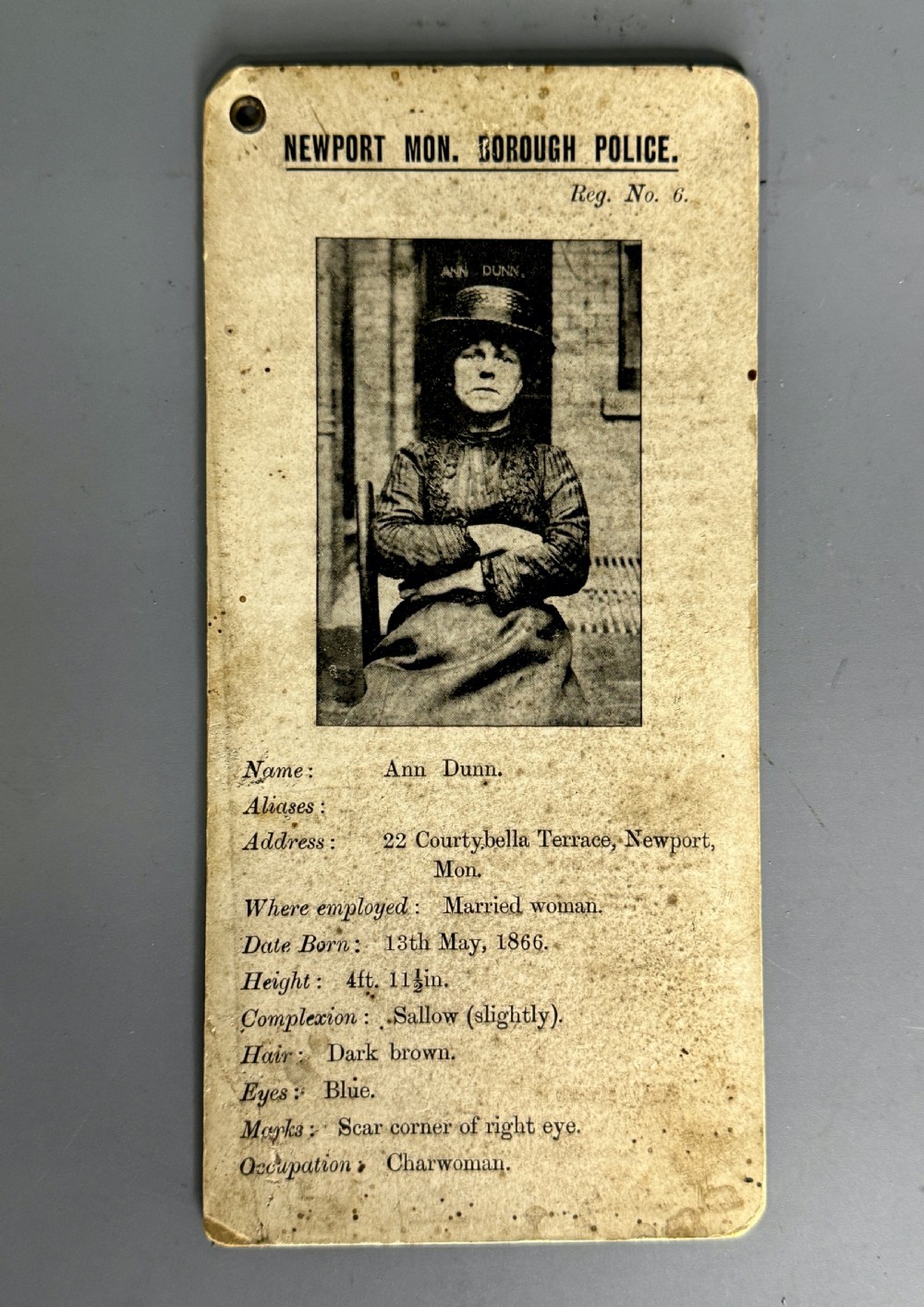 Two Habitual Drunkard Cards from Newport Police 1903 View II