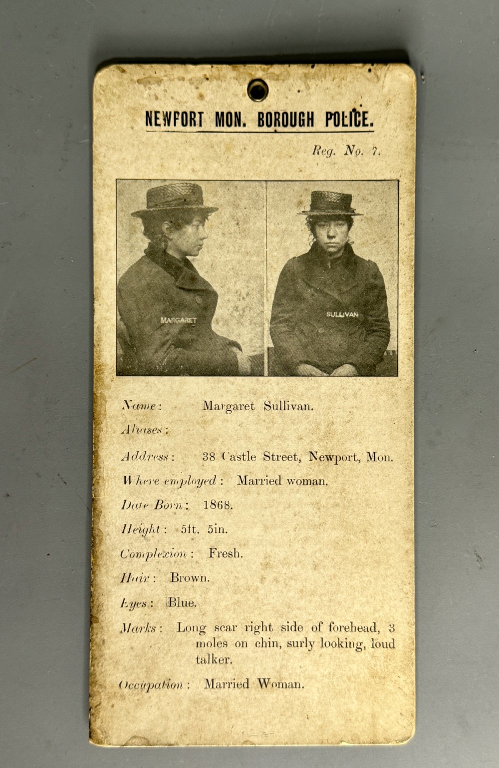 Two Habitual Drunkard Cards from Newport Police 1903 View III