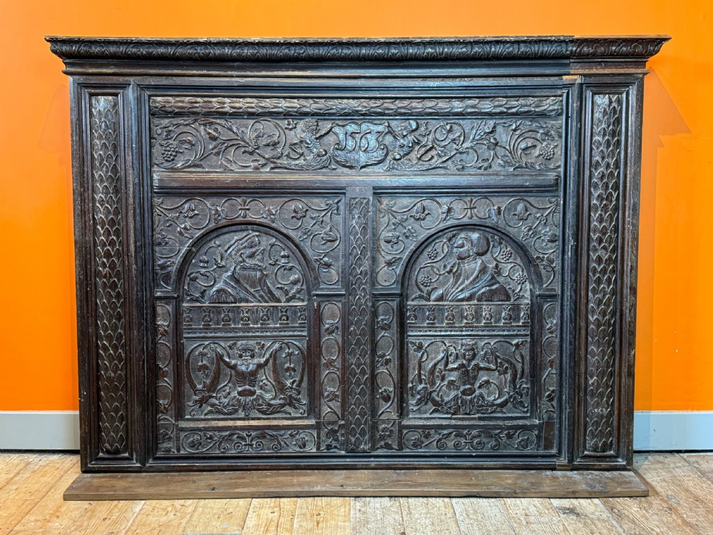16th Century Romaine Carved Oak Portrait Panel dated 1563