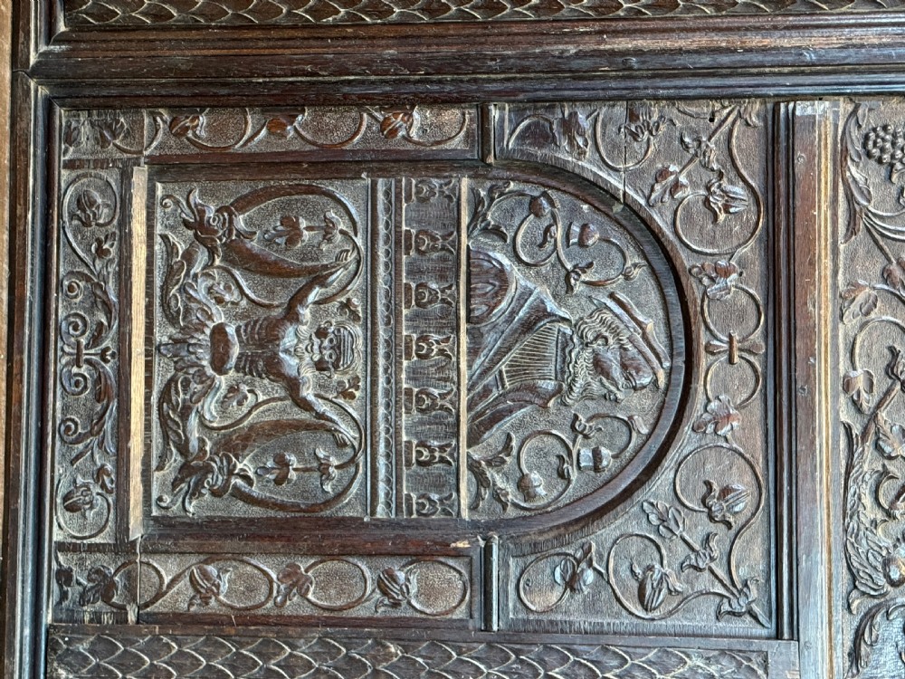 16th Century Romaine Carved Oak Portrait Panel dated 1563 View II