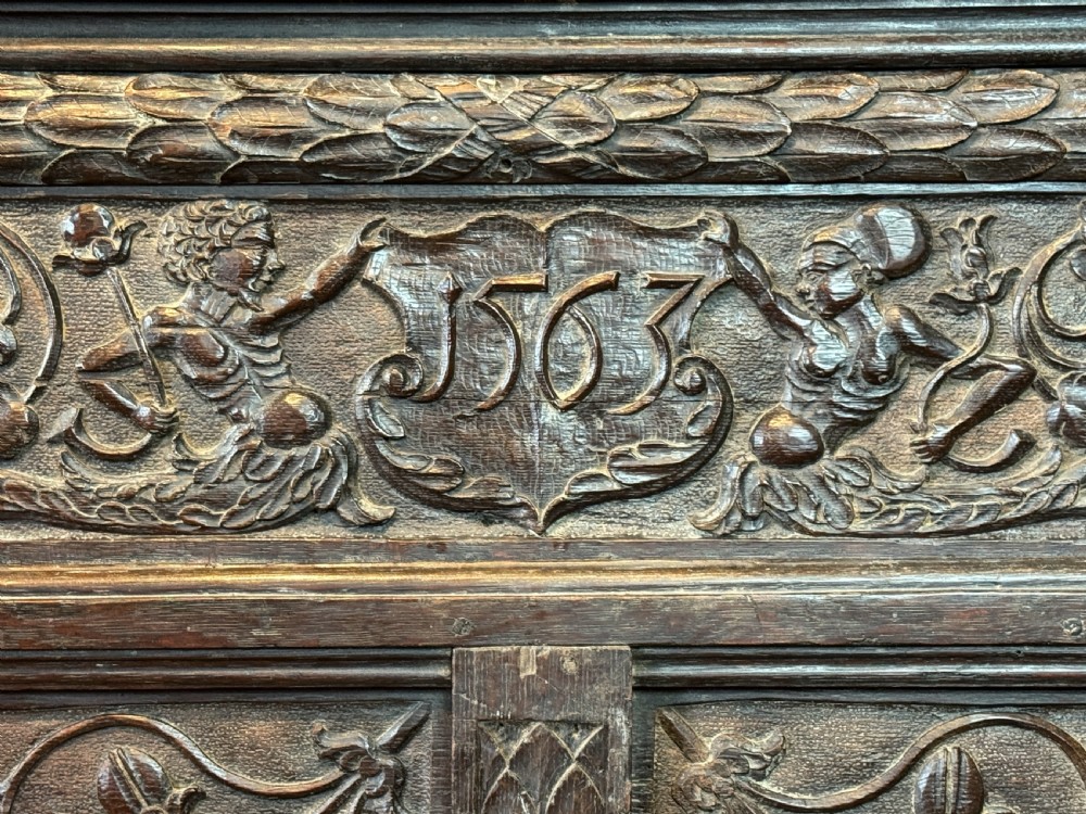16th Century Romaine Carved Oak Portrait Panel dated 1563 View IV