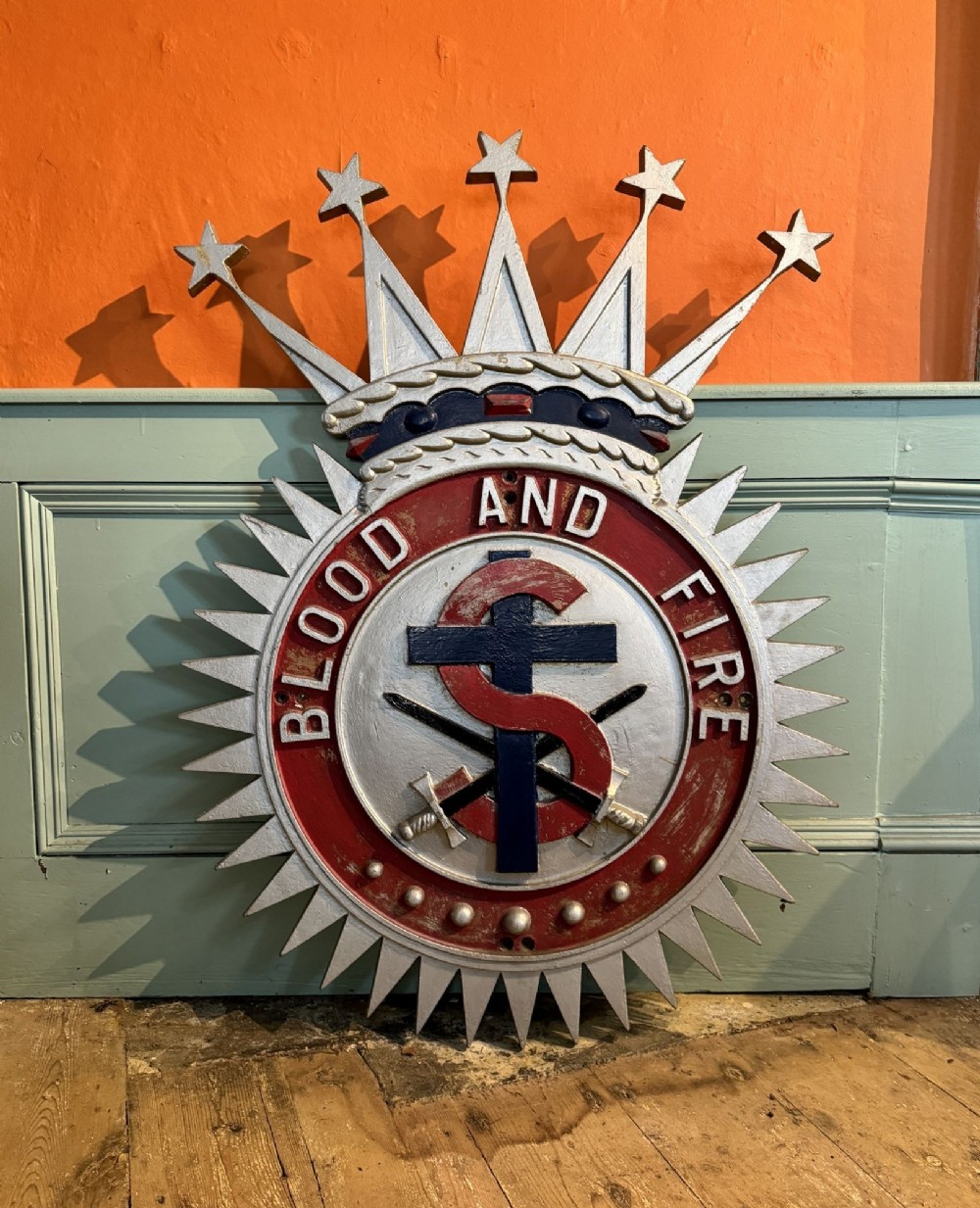 'Blood And Fire' - Huge Vintage Salvation Army Sign