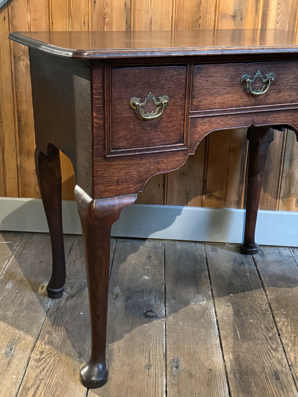 Georgian Oak Lowboy with Cabriole Legs View V