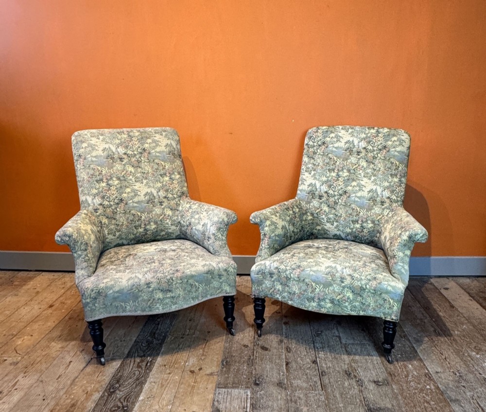 Pair of French Napoleon III Armchairs