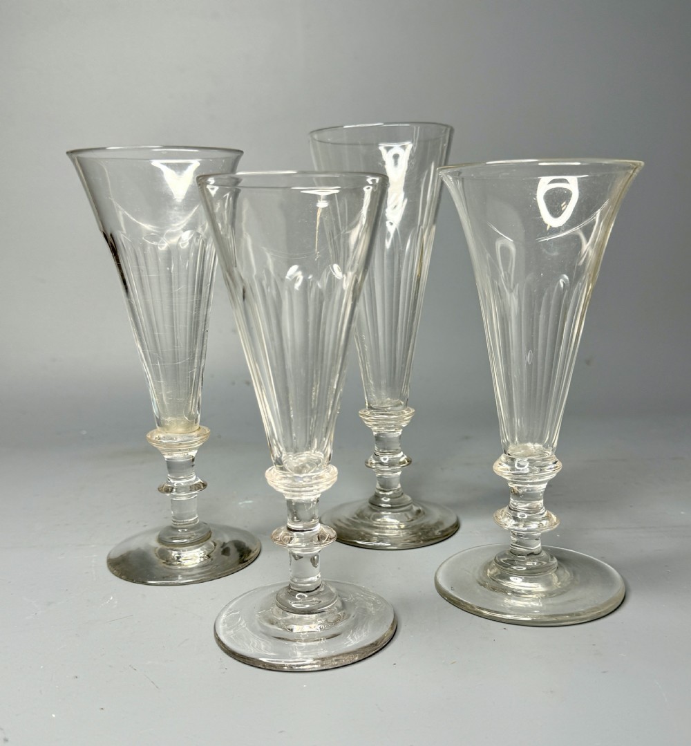 Four 19th Century Cut Glass Champagne Flutes View II