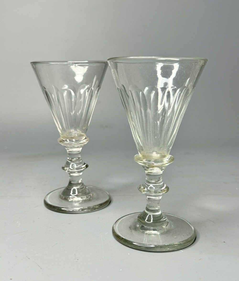 Pair of 19th Century Cut Glass Port or Sherry Glasses