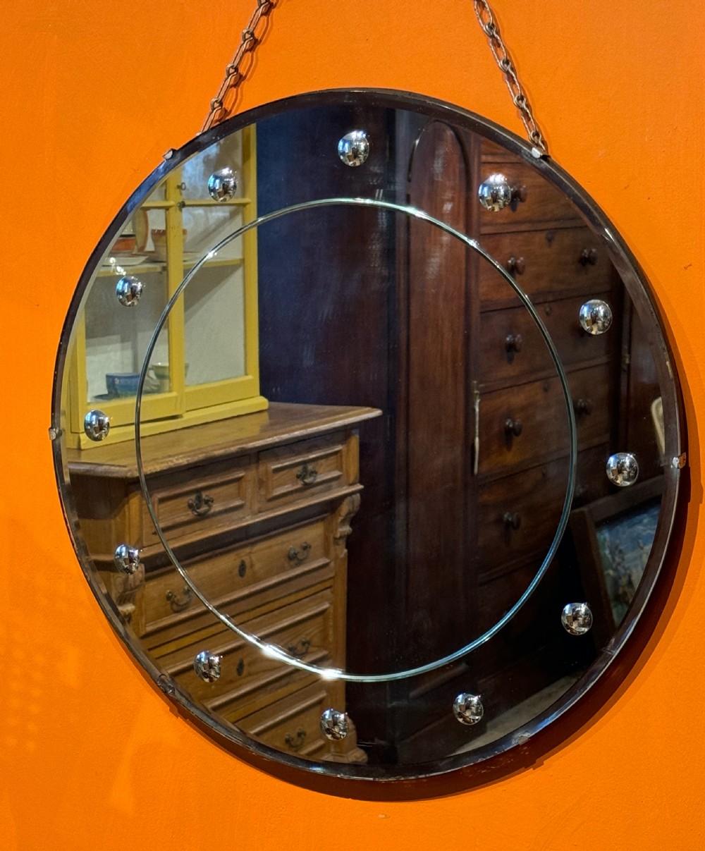Art Deco Frameless Circular Wall Mirror View II