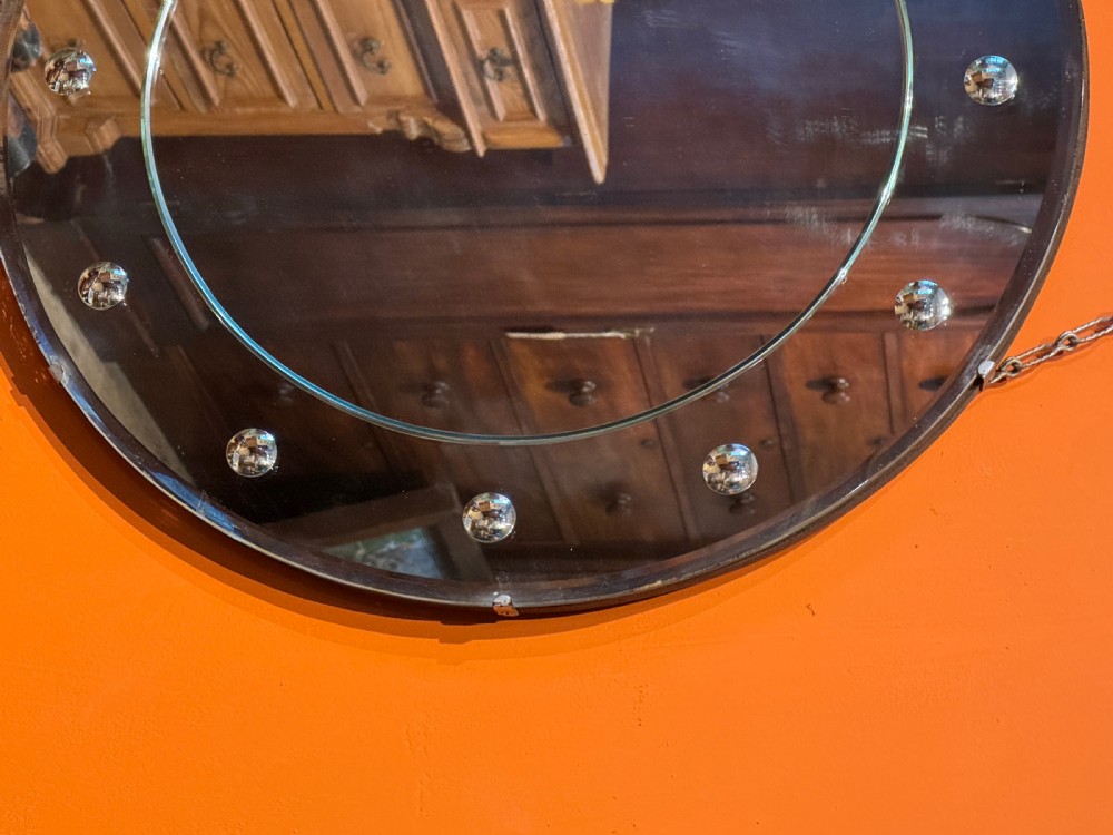 Art Deco Frameless Circular Wall Mirror View III