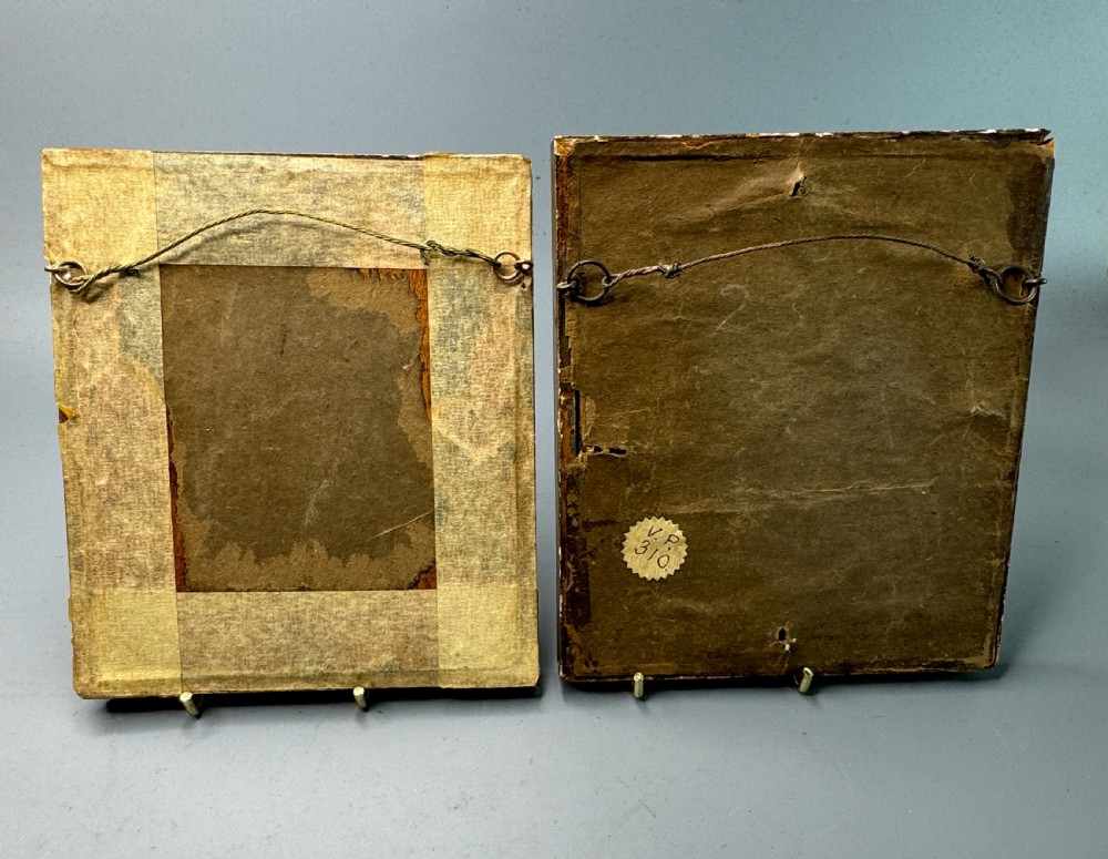 Pair of Georgian Paintings on Silk with Foliate Silkwork Borders View IX
