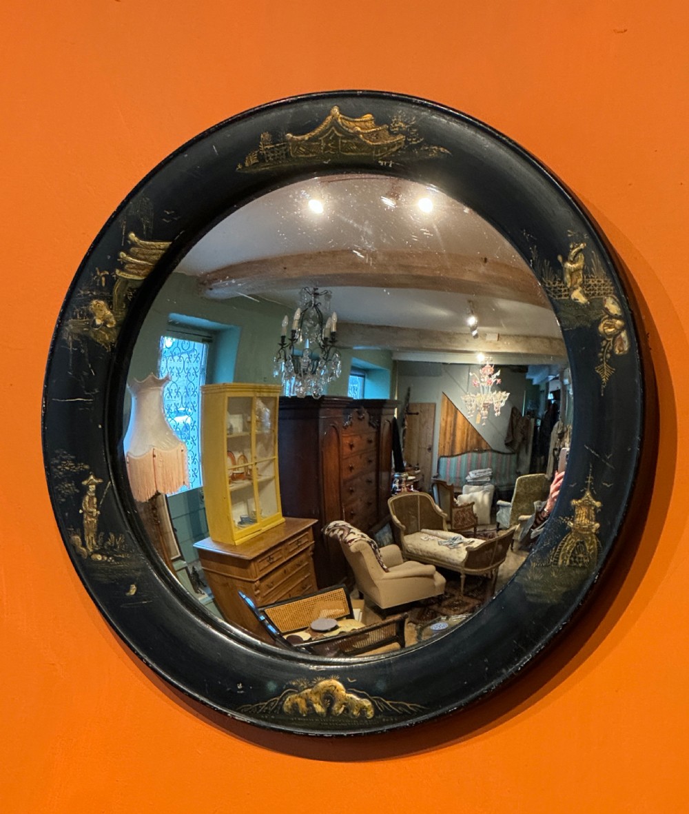 Chinoiserie Framed Convex Wall Mirror
