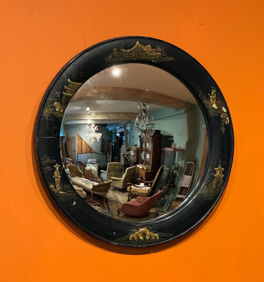 Chinoiserie Framed Convex Wall Mirror View II